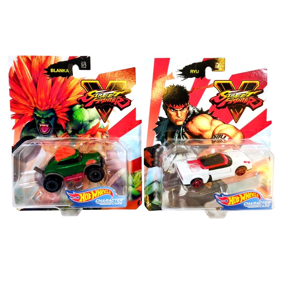 Hot Wheels Street Fighter V Character Cars Lot Ryu 1/5 Blanka 3/5 New Capcom
